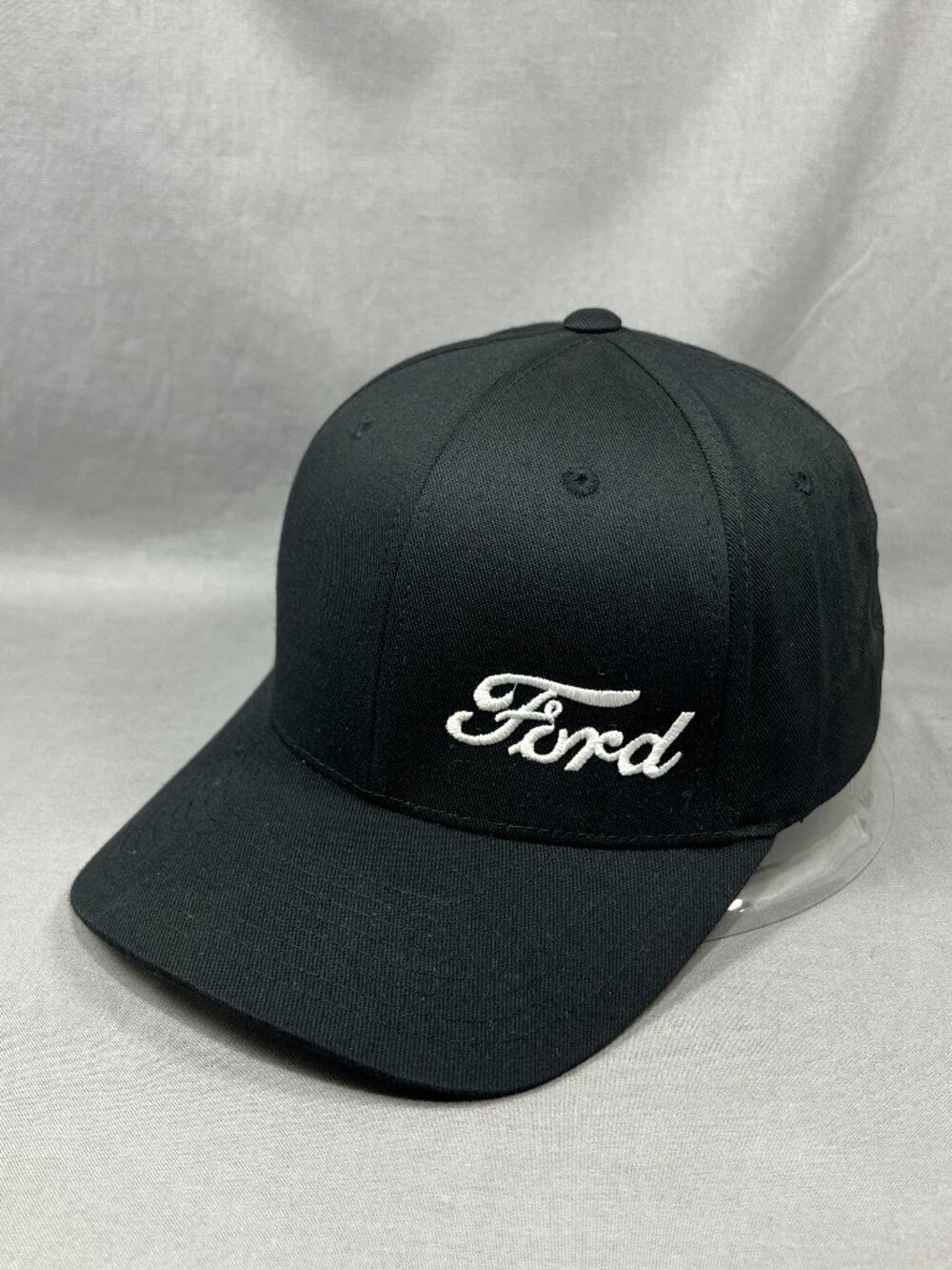 Yupoong Ford Script Logo Baseball Hat Flex Fit L XL Black Motorsports Adult Cap